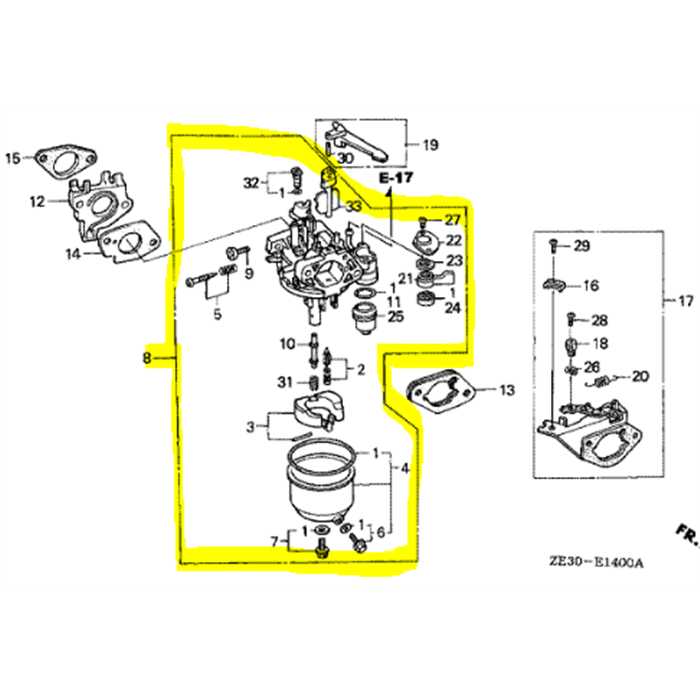 Ensemble carburateur HONDA GX340, 16100-ZE3-814