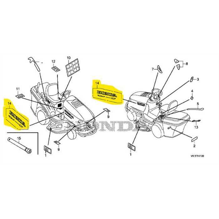 Etiquette Capot latéral Honda HF2622 à la pièce, 87505 VK1 E10, 87505VK1E10, 87505-VK1-E10