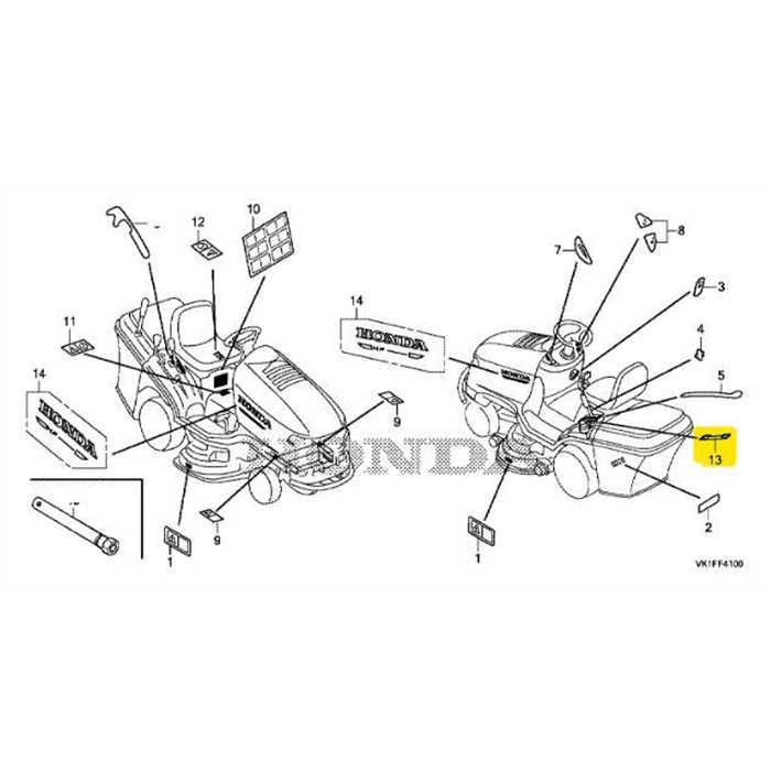 Etiquette repère levier Honda HF2417, 87201-VK1-G10