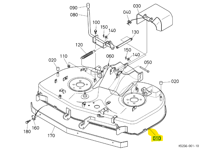 Plateau de coupe nu Kubota Gr1600RCK42GREU-2, K5256-71022, K525671022, K5256-7102-2