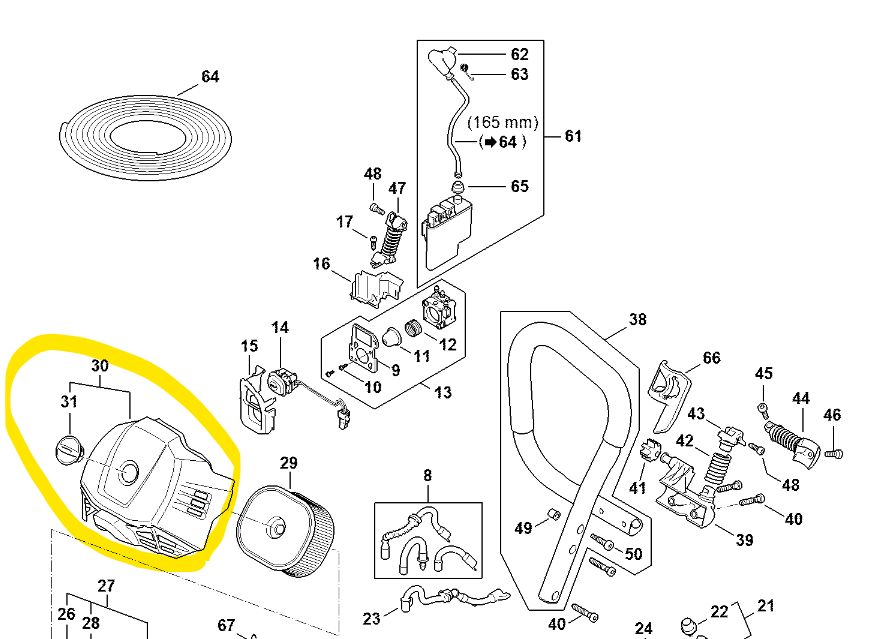 Couvercle de filtre à air Stihl MS500i, 1147-140-1000, 11471401000, 67711471401000