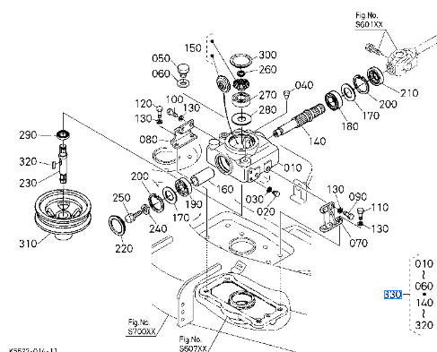 Carter de renvoi angle complet KUBOTA RCK48F19EU RCK54-F19EU/-F19EU(F1900E/F1900), K5683-33103, K5683-33100, K568333103