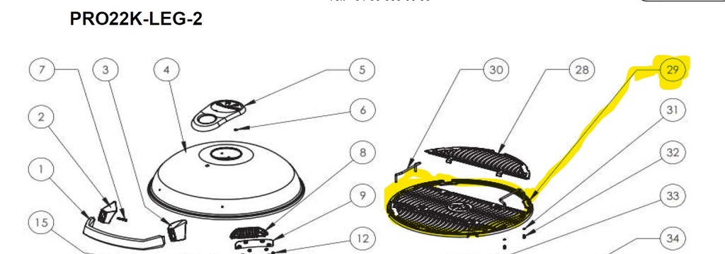 Grille en fonte NAPOLEON PRO22k-LEG/CART, N305-0080-BK2FL