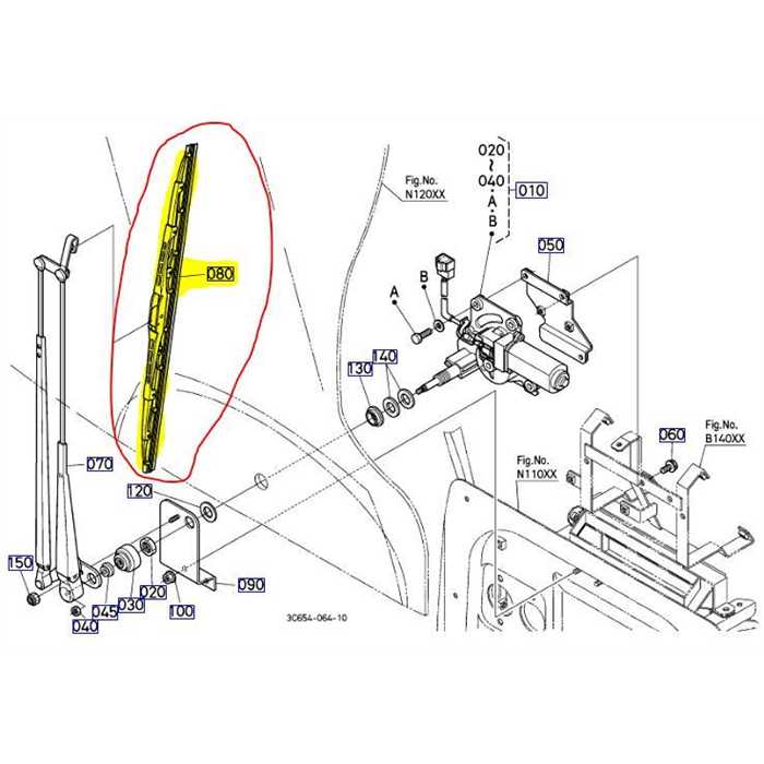 Balai essuie-glace avant KUBOTA série M, 3C581-7113-0, 3C58171130