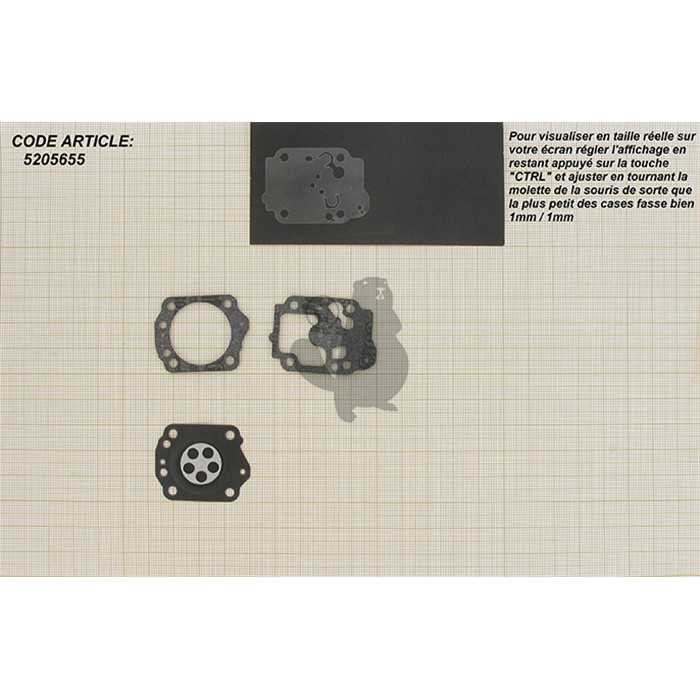 Kit membranes adaptable pour carburateur monté sur McCULLOCH 555 Virginia MH 542 Tivoli 63/65 PAR, 5205655, 520-5655