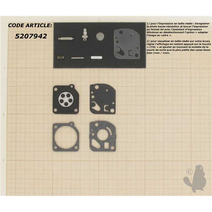 Kit réparation adaptable pour carburateur C1U monté sur ECHO SRM3550 SRM3800 SHINDAIWA SD23 SD26, 5207942, 520-7942