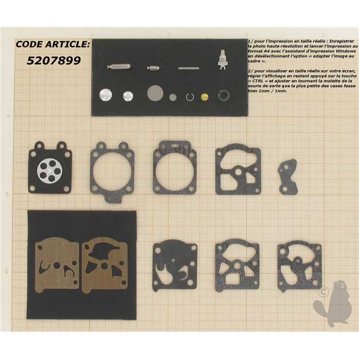 Kit réparation adaptable pour carburateur WAT monté sur Alpina ECHO HOMELITE HUSQVARNA JONSERED , 5207899, 520-7899