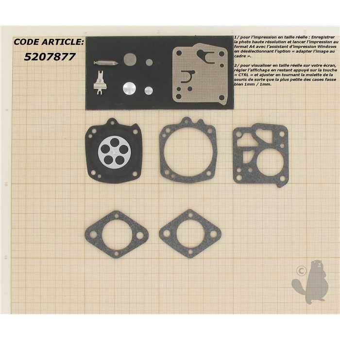 Kit réparation adaptable pour carburateur HS monté sur ECHO GT2400 SRM3000 3550 3800 DOLMAR 116 , 5207877, 520-7877