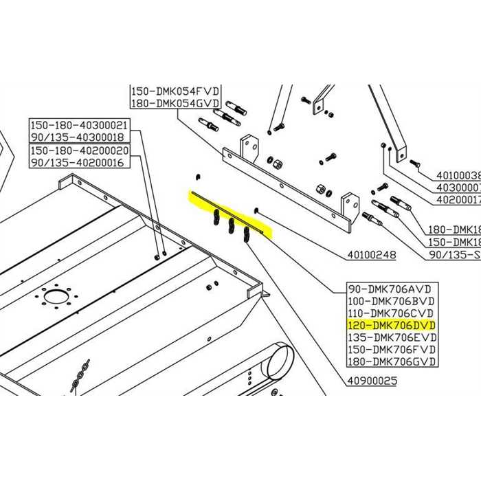 Barre support de chaine faucheuse de refus DELMORINO PMK120, 706DVD, DMK706DVD