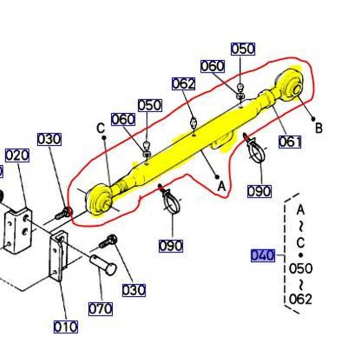 Barre de poussée 3eme point KUBOTA B1121, 6C20065400, 6C200-65400