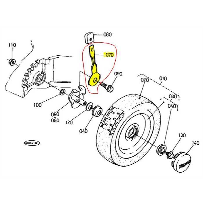 Levier réglage hauteur de coupe avant Kubota, 6560131230, 65601-3123-0, 65601-31230