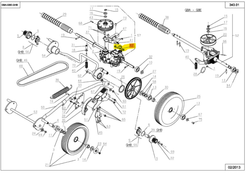 Levier 3 vitesses ETESIA gba-gbe-ghb-me53b, 43039, ET43039