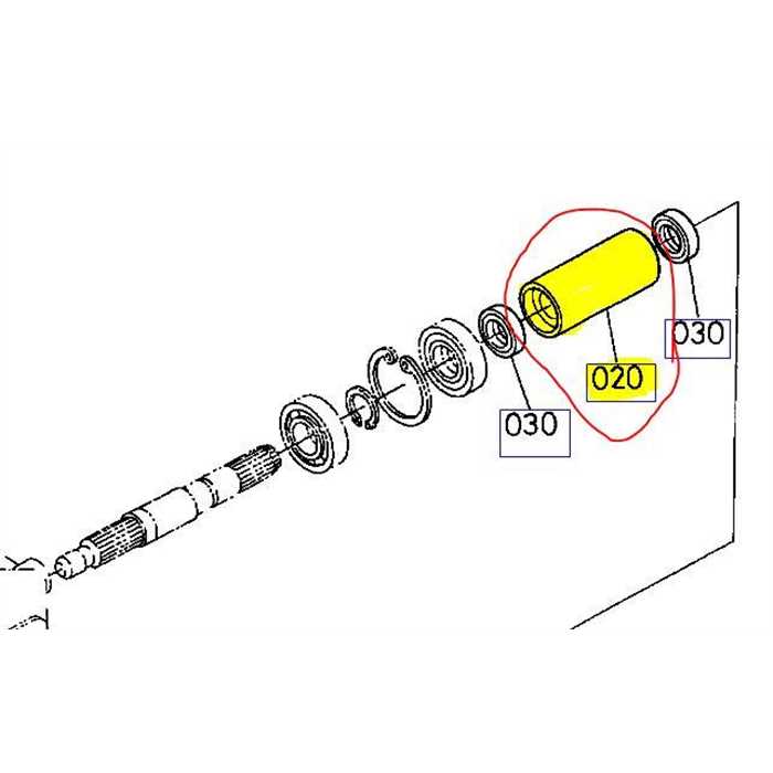 Manchon cannelé pour axe de transmission KUBOTA B1410-B1610, 6C040-1366-3, 6C04013663, 6C04013660