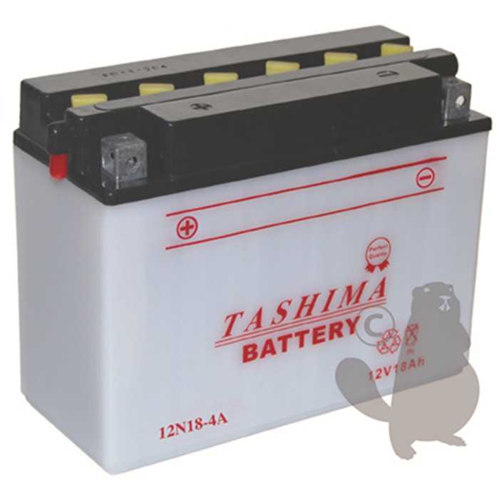 Batterie plomb TASHIMA 12V 18A. L: 206 L: 91 H: 164mm + à gauche. livrée sans acide., 12N184A, 12N-184A