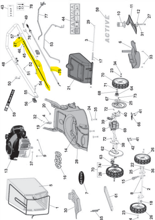 Câble de frein moteur ACTIVE 4250-4850, P5010187, ACP5010187, 0P5010187