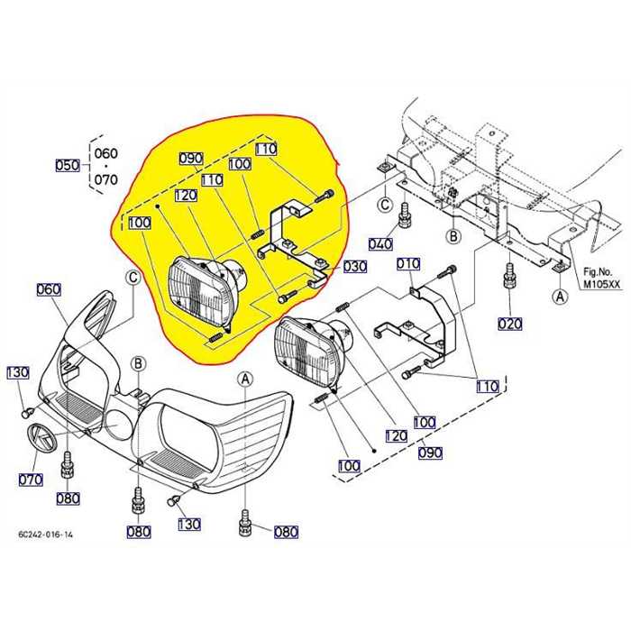 Phare complet KUBOTA série B - BX - L - ST - STW, 6C352-5414-0, 6C35254140