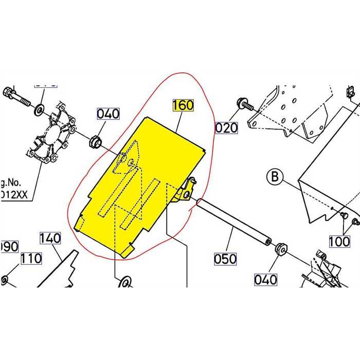 Plateau central de conduit trappe debourrage KUBOTA G23, K631563710, K6315-6371-0