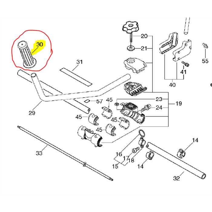 POIGNEE CAOUTCHOUC POUR GUIDON GAUCHE ECHO SRM-410, 35121347531, 351213-47531