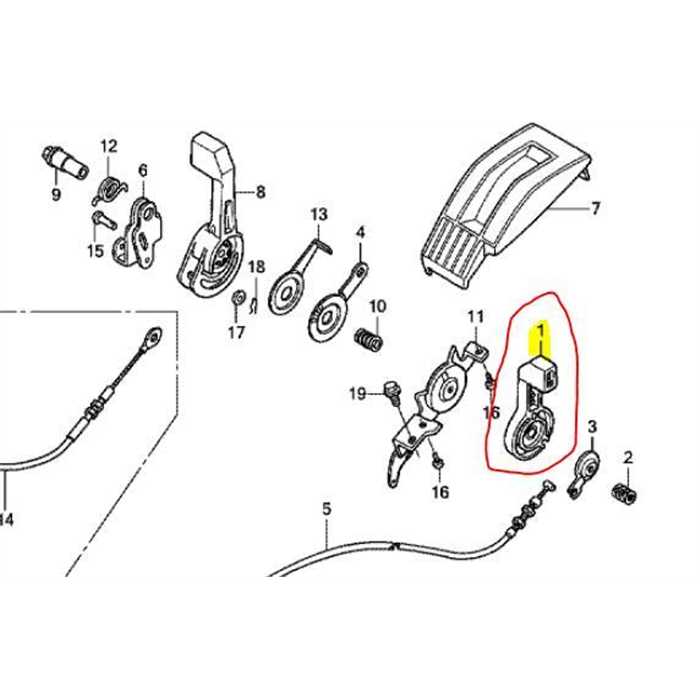 Poignée de gaz HONDA HRX modèle HY, 17851VH7N50, 17851-VH7-N50