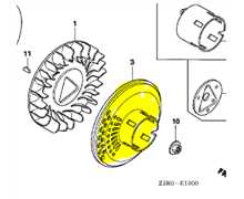 Poulie démarreur HONDA GX390 cliquet métal plat, 28450-ZE3-W11