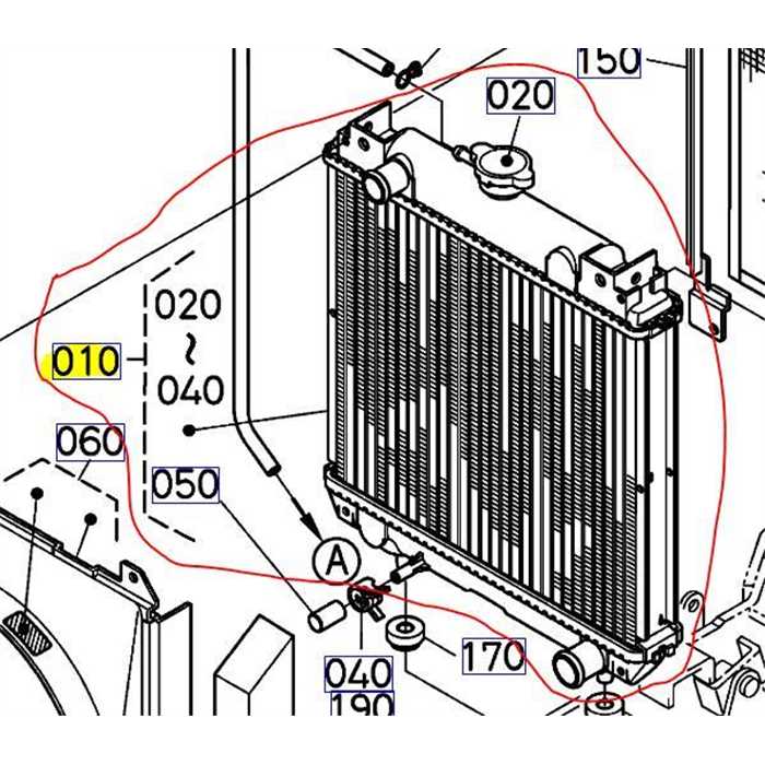 Radiateur complet KUBOTA GR1600-II apres s/n:500001 KUBOTA G2160, K2110-85010