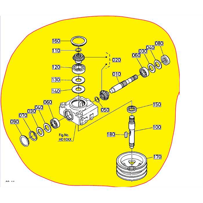 Renvoi angle complet central KUBOTA GR2100-2 - rck48, K527333100, K5273-33100, K5273-3310-4, K5273-3310-0