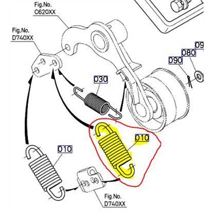 Ressort de tension de pto KUBOTA G21 G2160 G23 a la pièce, K1310-25313, K131025313