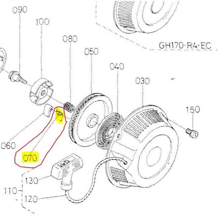 Ressort de cliquet de lanceur KUBOTA GH170-GH400 a la pièce, 13615-6163-0, 1361561630