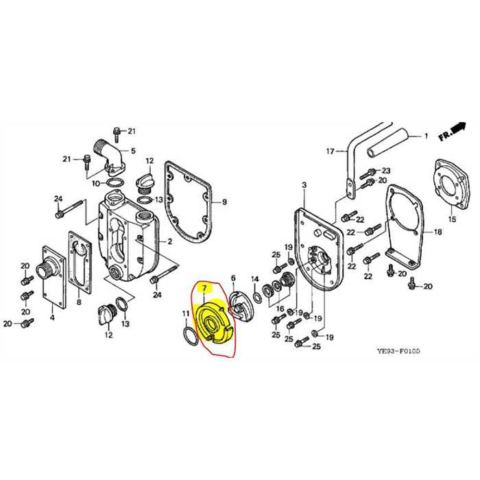 Boite de volute de roue mobile de pompe à  eau HONDA WX10, 78107YE9003, 78107-YE9-505, 78107-YE9-003