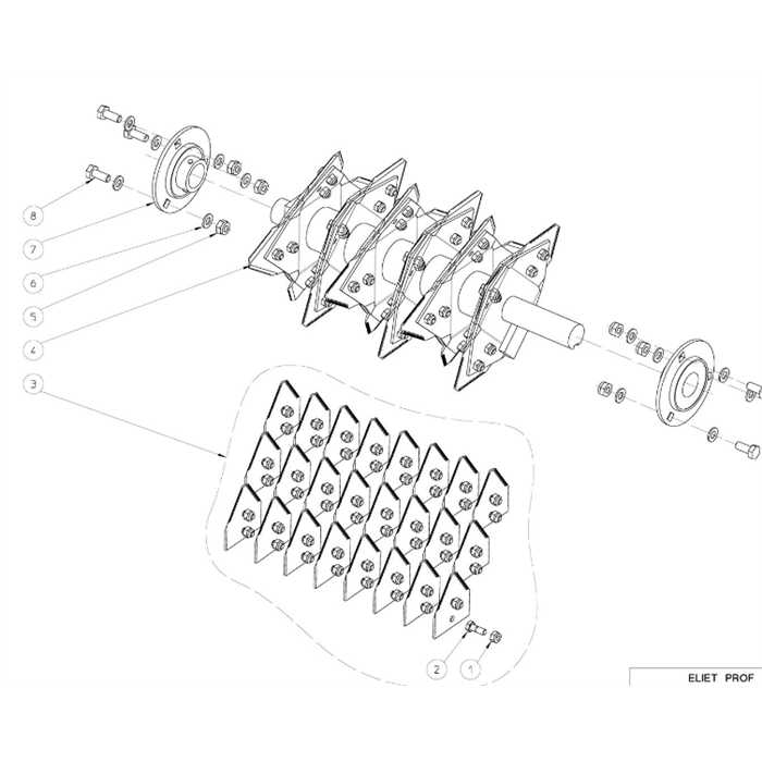 Rotor complet ELIET Prof III/IV avec couteaux et roulements MPA01050500, MPA01050500