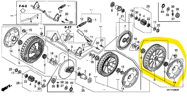 Roue arrière complète HRX426-HRX476, 42700-VK8-753