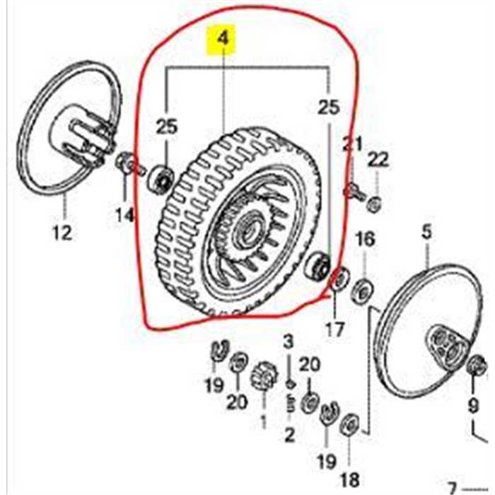 Roue arrière complete HONDA HRB-HRD, 42710VF0010, 42710-VF0-000