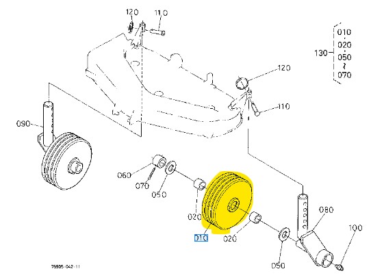 Roue arriere bac tondeur Kubota, 70712 42110, 7071242110