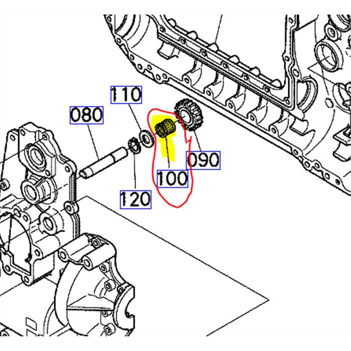 Roulement interne pignon engrenage prise de force KUBOTA GR2100, K125314330, K1253-1433-0