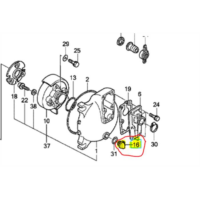 Bouchon de vidange de pompe a eau HONDA WT20x diamètre32mm, 78184YG0003, 78184-YG0-003