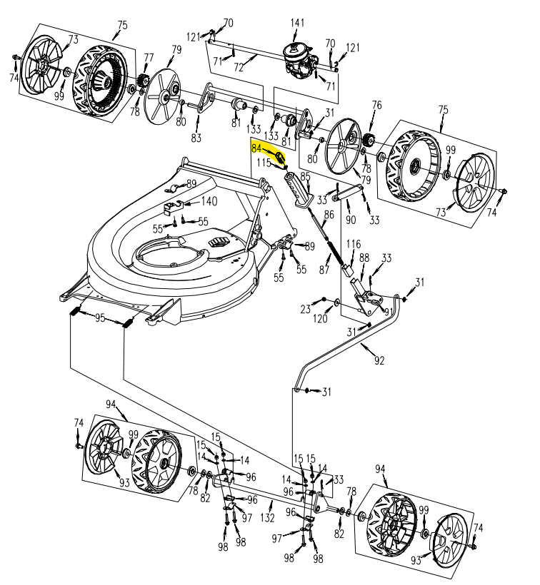 Bouton verrouillage hauteur de coupe GTM535, MZ5352100605