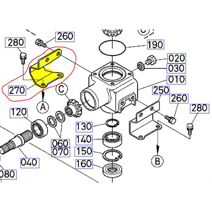 Support droit de renvoi angle KUBOTA RCK42, K525333714, K5253-3371-4, K5253-33713, K5253-33712, K525333710, K5253-33710, K5253-3371-0