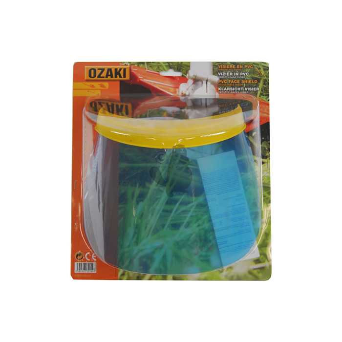 Visière écran plastique relevable OZAKI PREMIUM. Hauteur de la visière: 190mm. Normes CE : EN1731F e, F9B9102127, F9B-9102127