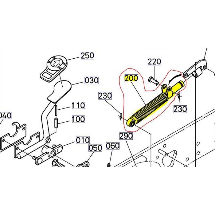 Vérin rappel de pédale KUBOTA BX2350, K265142150, K2651-4215-0