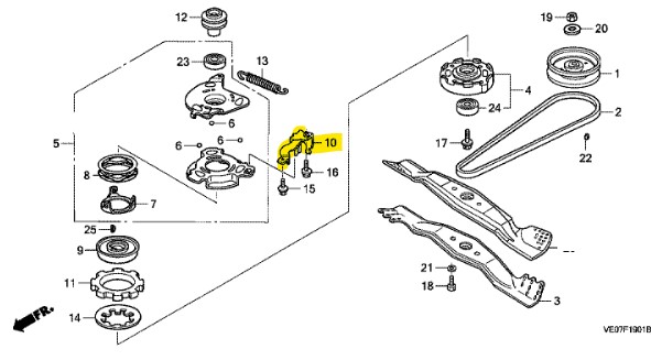 Crochet de ressort de rappel embrayage de lame HONDA HRB475 K2-K3, 75143VE0L50, 75143-VE0-L50