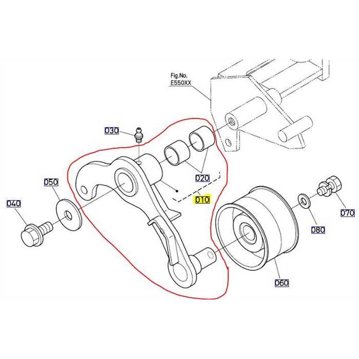 Bras tendeur poulie PTO avant KUBOTA G23-G26, K2053-91602, K205391602, K2053-15670, K205315670