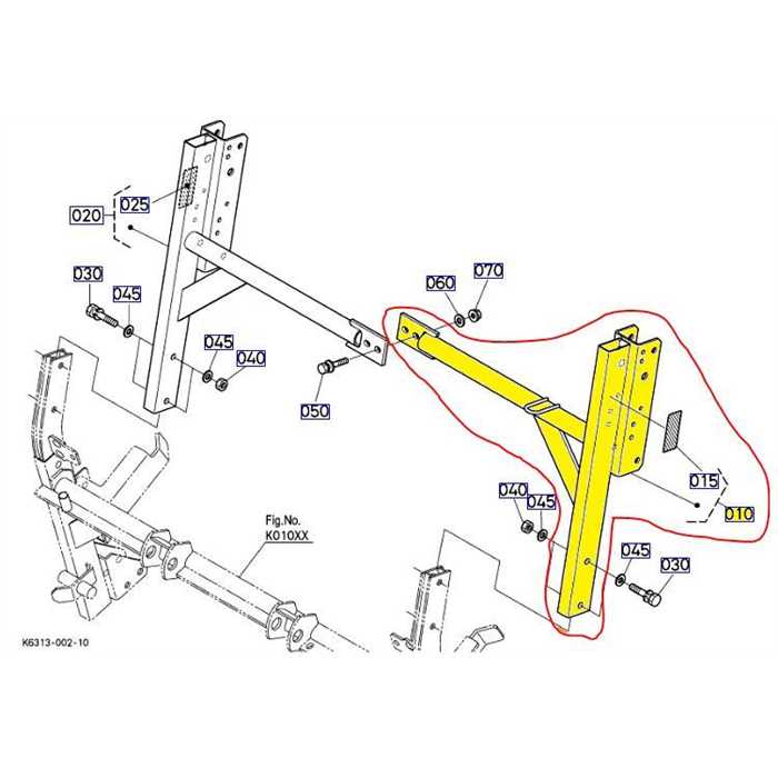 Bras de vidange en hauteur arrière gauche KUBOTA G23HD, K631396422, K6313-9642-2