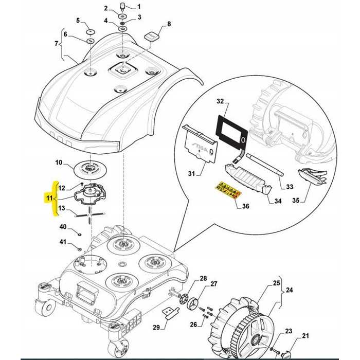 Bump set tondeuse robot stiga, 112600276/1, 110Z21500AF