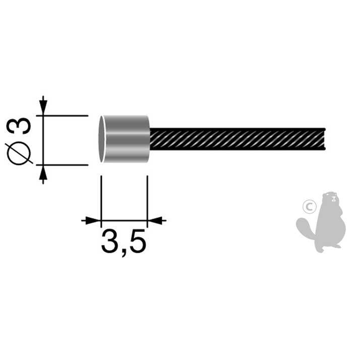 Cà¢ble souple 12 fils à  embout cylindrique 3 5x 3mm. L. totale:2500mm - diam : ext:1 2mm., 6306869, 630-6869