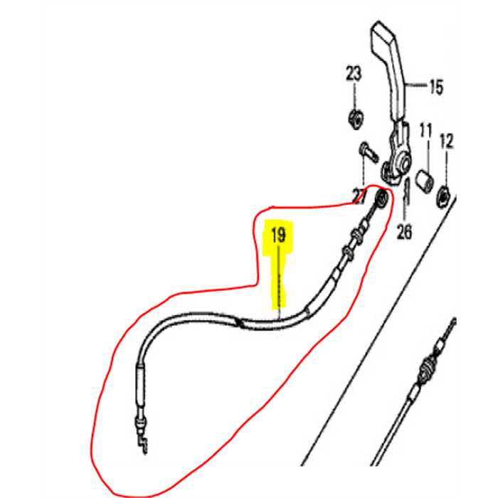 Cable changement de vitesses HRB535-HRB536-HRM536, 54630-VE2-M00, 54630-VE2-M10, 54630VE2M10