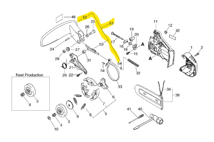 Kit complet levier frein de chaine Echo cs350t, ECP021007983, P021-007983, P021007983