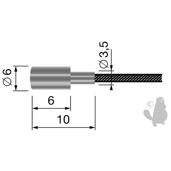 Cà¢ble souple 19 fils à  embout cylindrique totale:2500mm - diam : ext:2mm., 6306971, 630-6971