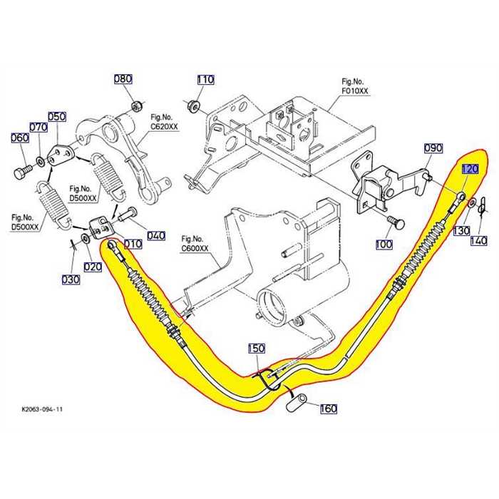 Cable enclenchement de pto lame KUBOTA G23, K205342654, K2053-4265-4