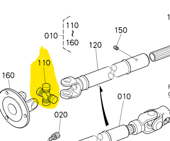 Croisillon de cardan Kubota GR1600 - GR2100 - GR2120, K125301310, K1253-01310