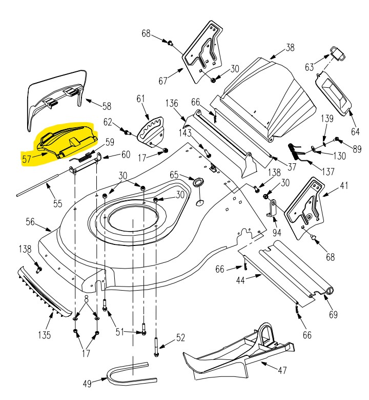 Bouchon déflecteur latéral GTM500SP1SCH, MZ500H2000016